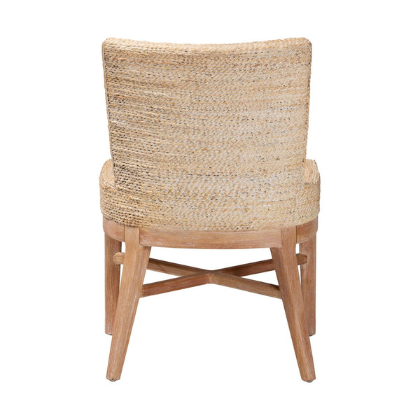 Baxton Studio bali Ridley Seagrass Dining Chair - Handcrafted Mahogany Frame, Coastal Accent Chair with Cushion MD-39833 Ridley-White Wash-Cushion-DC