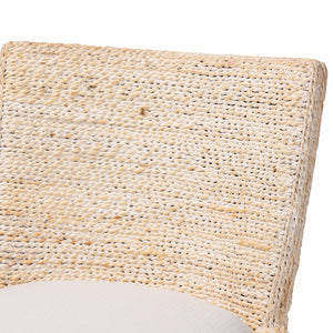 Baxton Studio bali Ridley Seagrass Dining Chair - Handcrafted Mahogany Frame, Coastal Accent Chair with Cushion MD-39833 Ridley-White Wash-Cushion-DC