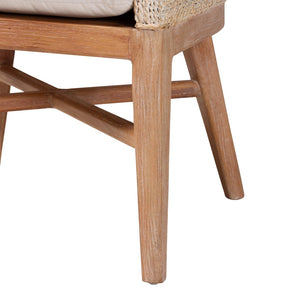 Baxton Studio bali Ridley Seagrass Dining Chair - Handcrafted Mahogany Frame, Coastal Accent Chair with Cushion MD-39833 Ridley-White Wash-Cushion-DC