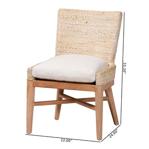 Baxton Studio bali Ridley Seagrass Dining Chair - Handcrafted Mahogany Frame, Coastal Accent Chair with Cushion MD-39833 Ridley-White Wash-Cushion-DC