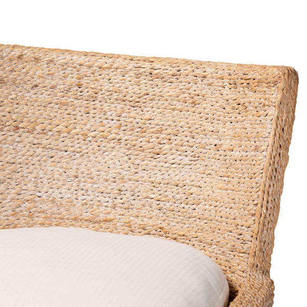 Baxton Studio bali Ridley Seagrass Counter Stool - Coastal Mahogany Frame with Cushioned Seat for Kitchen Bar MD-39834 Ridley-White Wash-Cushion-CS