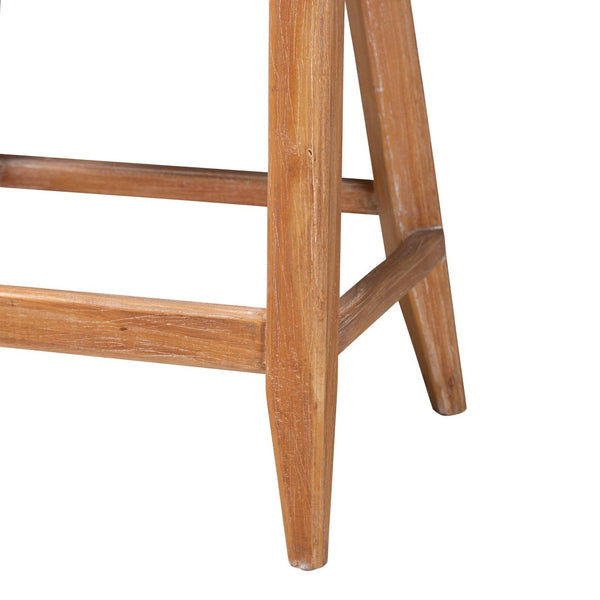 Baxton Studio bali Ridley Seagrass Counter Stool - Coastal Mahogany Frame with Cushioned Seat for Kitchen Bar MD-39834 Ridley-White Wash-Cushion-CS