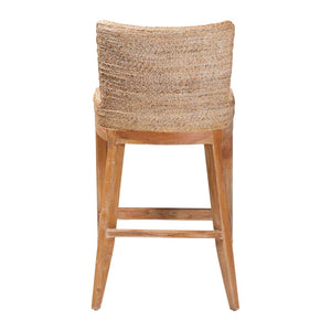 Baxton Studio bali Ridley Seagrass Bar Stool - Elegant Mahogany Frame with Cushioned Seat for Coastal Comfort MD-39835 Ridley-White Wash-Cushion-BS