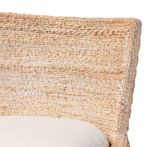 Baxton Studio bali Ridley Seagrass Bar Stool - Elegant Mahogany Frame with Cushioned Seat for Coastal Comfort MD-39835 Ridley-White Wash-Cushion-BS