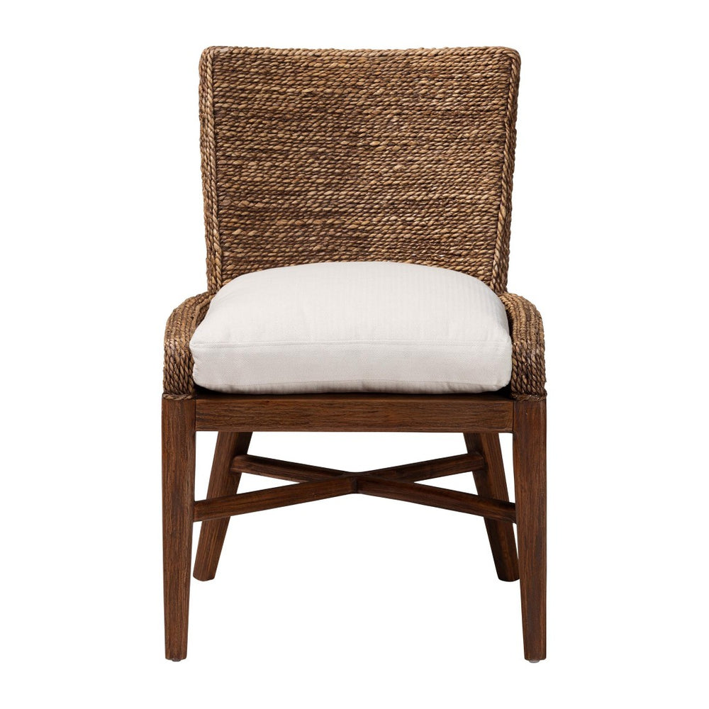 Baxton Studio bali Ridley Seagrass Dining Chair – Handcrafted Mahogany Frame, Cushioned Seat for Coastal Charm MD-39833 Ridley-Brown Wash-Cushion-DC