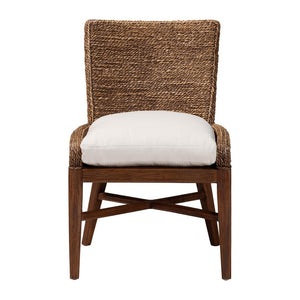 Baxton Studio bali Ridley Seagrass Dining Chair – Handcrafted Mahogany Frame, Cushioned Seat for Coastal Charm MD-39833 Ridley-Brown Wash-Cushion-DC