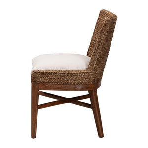 Baxton Studio bali Ridley Seagrass Dining Chair – Handcrafted Mahogany Frame, Cushioned Seat for Coastal Charm MD-39833 Ridley-Brown Wash-Cushion-DC