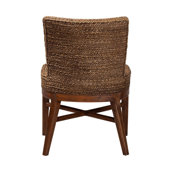 Baxton Studio bali Ridley Seagrass Dining Chair – Handcrafted Mahogany Frame, Cushioned Seat for Coastal Charm MD-39833 Ridley-Brown Wash-Cushion-DC