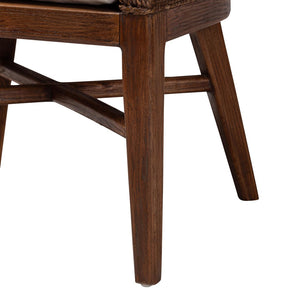 Baxton Studio bali Ridley Seagrass Dining Chair – Handcrafted Mahogany Frame, Cushioned Seat for Coastal Charm MD-39833 Ridley-Brown Wash-Cushion-DC