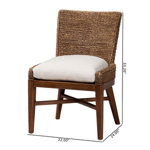 Baxton Studio bali Ridley Seagrass Dining Chair – Handcrafted Mahogany Frame, Cushioned Seat for Coastal Charm MD-39833 Ridley-Brown Wash-Cushion-DC