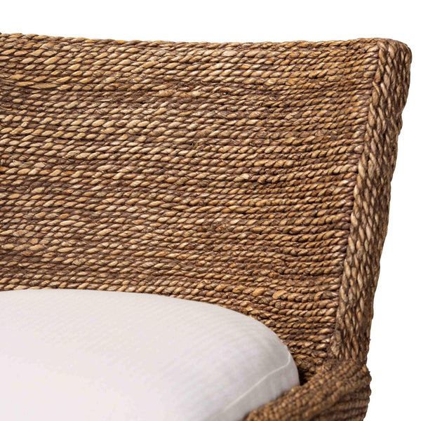 Baxton Studio bali Ridley Seagrass Counter Stool - Coastal Charm with Mahogany Frame, Cushioned Seat & Footrest MD-39834 Ridley-Brown Wash-Cushion-CS