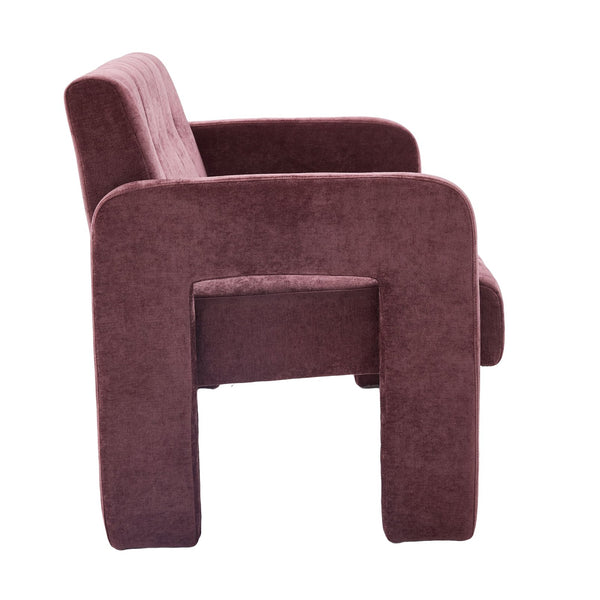 English Elm Nordic Ergonomic Double Armchair Upholstered Chenille Two-Seater Sofa 550lb Capacity Compact Lounge Chair WINE RED W395P380533