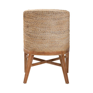 Baxton Studio bali Jasper Seagrass Dining Chair - Coastal Wingback Accent with Mahogany Frame & Removable Cushion MD-39836 Jasper-White Wash-Cushion-DC