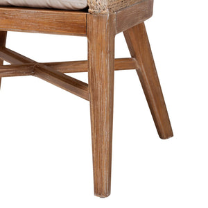 Baxton Studio bali Jasper Seagrass Dining Chair - Coastal Wingback Accent with Mahogany Frame & Removable Cushion MD-39836 Jasper-White Wash-Cushion-DC