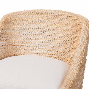 Baxton Studio bali Jasper Seagrass Counter Stool - Stylish Wingback Design with Mahogany Frame for Coastal Charm MD-39837 Jasper-White Wash-Cushion-CS