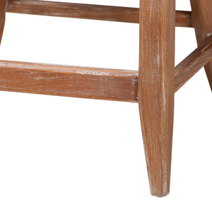 Baxton Studio bali Jasper Seagrass Counter Stool - Stylish Wingback Design with Mahogany Frame for Coastal Charm MD-39837 Jasper-White Wash-Cushion-CS