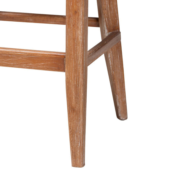 Baxton Studio bali Bali Jasper Seagrass Bar Stool - Handwoven Comfort with Mahogany Frame & Wingback Design in Whitewash MD-39838 Jasper-White Wash-Cushion-BS