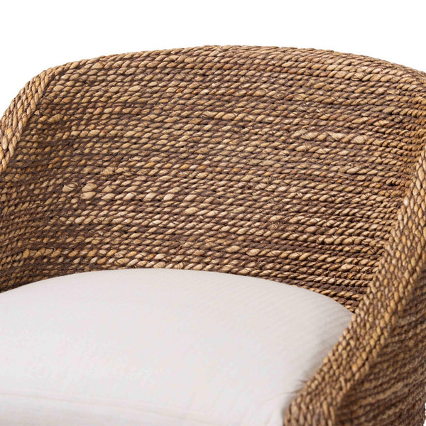 Baxton Studio bali Seagrass Counter Stool with Wingback & Cushioned Seat - Coastal Mahogany Frame for Kitchen Use MD-39837 Jasper-Brown Wash-Cushion-CS