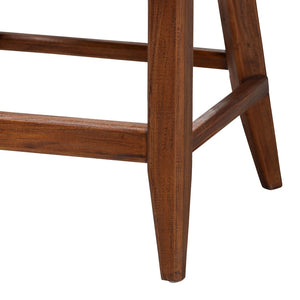 Baxton Studio bali Seagrass Counter Stool with Wingback & Cushioned Seat - Coastal Mahogany Frame for Kitchen Use MD-39837 Jasper-Brown Wash-Cushion-CS