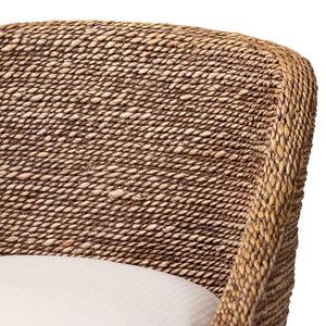 Baxton Studio bali Jasper Seagrass Bar Stool - Handcrafted Mahogany Frame with Wingback & Cushioned Comfort, Brown Wash MD-39838 Jasper-Brown Wash-Cushion-BS