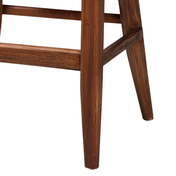 Baxton Studio bali Jasper Seagrass Bar Stool - Handcrafted Mahogany Frame with Wingback & Cushioned Comfort, Brown Wash MD-39838 Jasper-Brown Wash-Cushion-BS