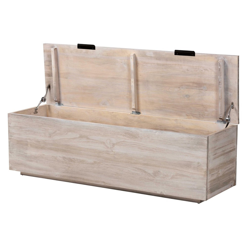 Baxton Studio bali Alvaro Wood Storage Trunk - Modern Farmhouse Blanket Chest & Versatile Seating for Home Decor Alvaro-White Wash-Wooden-Bench-Boxed