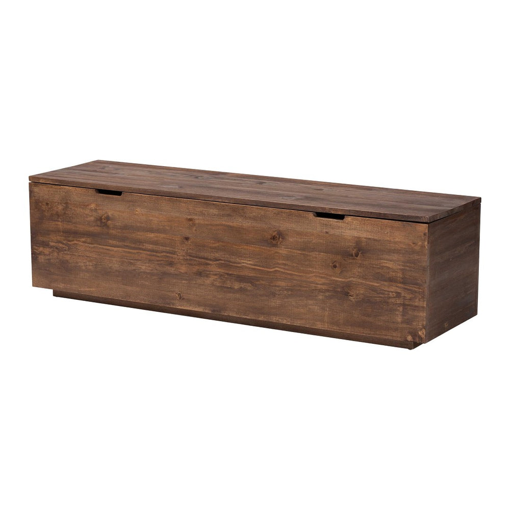 Baxton Studio bali Alfonso Wood Storage Trunk - Rustic Lift-Top Blanket Chest & Bench for Modern Farmhouse Homes Alfonso-Brown-Wooden-Bench-Boxed
