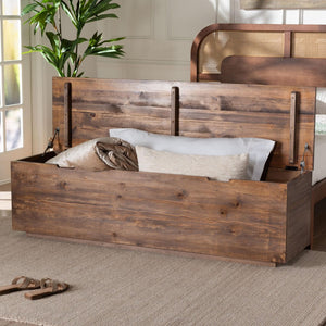 Baxton Studio bali Alfonso Wood Storage Trunk - Rustic Lift-Top Blanket Chest & Bench for Modern Farmhouse Homes Alfonso-Brown-Wooden-Bench-Boxed