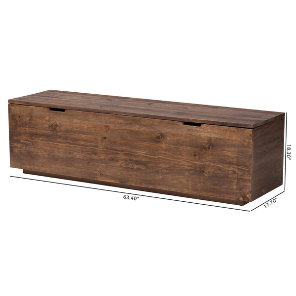 Baxton Studio bali Alfonso Wood Storage Trunk - Rustic Lift-Top Blanket Chest & Bench for Modern Farmhouse Homes Alfonso-Brown-Wooden-Bench-Boxed