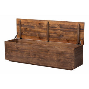 Baxton Studio bali Alfonso Wood Storage Trunk - Rustic Lift-Top Blanket Chest & Bench for Modern Farmhouse Homes Alfonso-Brown-Wooden-Bench-Boxed