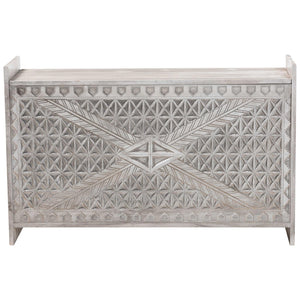 Baxton Studio bali Amado Wood Storage Trunk - Vintage Boho Style with Carved Front, Whitewashed Pine & Hidden Storage Amado-White Wash-Wooden-Bench-Boxed