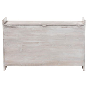 Baxton Studio bali Amado Wood Storage Trunk - Vintage Boho Style with Carved Front, Whitewashed Pine & Hidden Storage Amado-White Wash-Wooden-Bench-Boxed