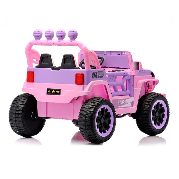 English Elm 24v Two Seat Kids Ride on Car with 4wd Motor Remote Control and Led Lights Pink W509P378207