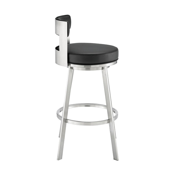 English Elm Flynn Swivel Barstool Faux Leather Cushion Matte Black Frame for Kitchen Island B2736P464830
