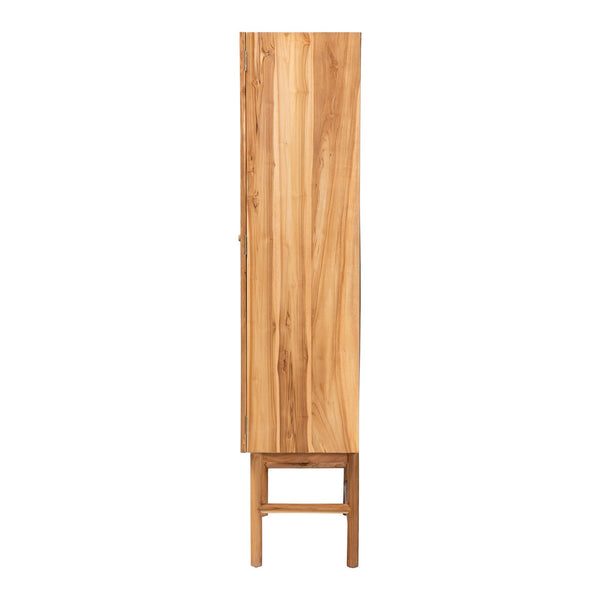 Baxton Studio Bali Augusto Teak Wood Cabinet - 2-Door Woven Rattan Organizer, Sculptural Boho Storage For Home Augusto-Wood/Webbing-Cabinet-KD-Box
