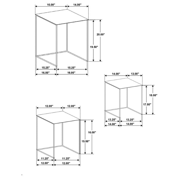 English Elm Vestal Iron Nesting Table Set of Three Powder Coated Grey Industrial Living Room Accent B062P441486