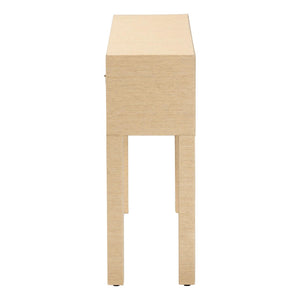 Baxton Studio bali Noah Grasscloth Console Table - Handwoven Entryway Accent with Gold Pulls, Ideal for Narrow Spaces Noah 2 DW-Light Brown-Grasscloth-Console Table