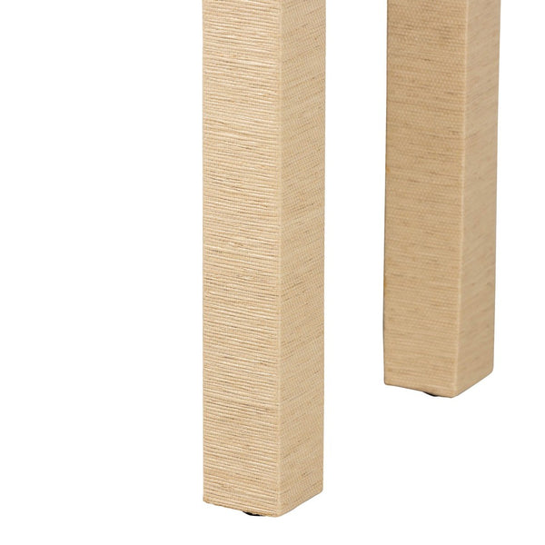 Baxton Studio bali Noah Grasscloth Console Table - Handwoven Entryway Accent with Gold Pulls, Ideal for Narrow Spaces Noah 2 DW-Light Brown-Grasscloth-Console Table