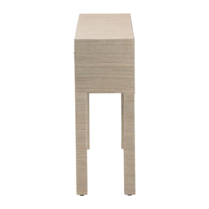 Baxton Studio bali Noah Grasscloth Console Table - Chic 2-Drawer Entryway Accent with Gold Ring Pulls, Beige Finish Noah 2 DW-Beige-Grasscloth-Console Table