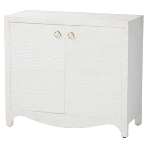Baxton Studio bali Ximena Handwoven Grasscloth Storage Cabinet - Chic 2-Door Accent Piece with Gold Pulls for Any Space Ximena-2 Door-White-Cabinet