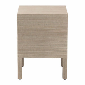 Baxton Studio bali Juniper Grasscloth Nightstand - Elegant 2-Drawer Bedside Table with Gold Pulls & Scalloped Base Juniper-Scalloped-Beige-NS