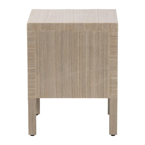 Baxton Studio bali Juniper Grasscloth Nightstand - Elegant 2-Drawer Bedside Table with Gold Pulls & Scalloped Base Juniper-Scalloped-Beige-NS