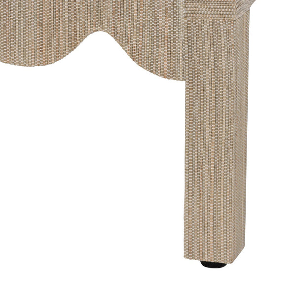 Baxton Studio bali Juniper Grasscloth Nightstand - Elegant 2-Drawer Bedside Table with Gold Pulls & Scalloped Base Juniper-Scalloped-Beige-NS