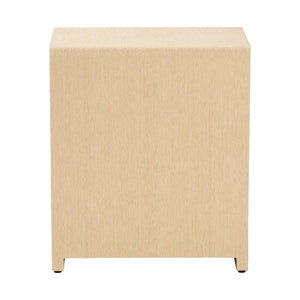 Baxton Studio bali William Grasscloth Nightstand - Coastal 1-Drawer Bedside Table with Gold Knob & Open Shelves William-Light Brown-Woven Grasscloth-NS