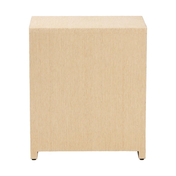 Baxton Studio bali William Grasscloth Nightstand - Coastal 1-Drawer Bedside Table with Gold Knob & Open Shelves William-Light Brown-Woven Grasscloth-NS