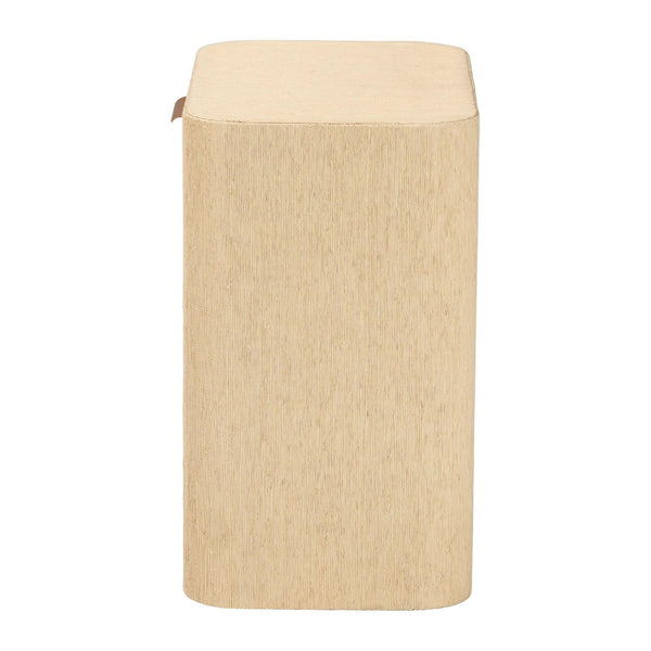 Baxton Studio bali Beauford Grasscloth Nightstand - Handwoven 1-Drawer Table with Open Shelf, Gold Handle Accent Beauford-Light Brown-Rounded Edge-NS