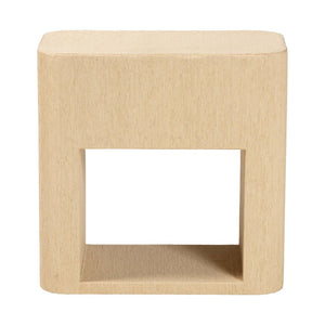 Baxton Studio bali Beauford Grasscloth Nightstand - Handwoven 1-Drawer Table with Open Shelf, Gold Handle Accent Beauford-Light Brown-Rounded Edge-NS