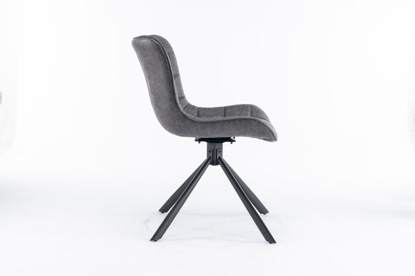 English Elm Mid-Century Modern Swivel Dining Chair Set Of 2 - Adjustable Height, Tufted Faux Leather Accent Chairs T3903P405995