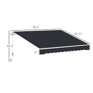 English Elm Outsunny 8' X 7' Manual Retractable Awning - Durable Uv-Blocking Shade For Patios, Decks & Windows W2225P174225-GIGA