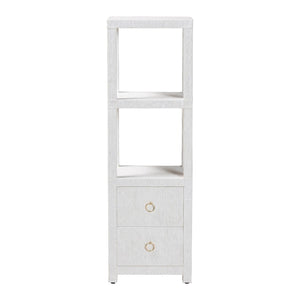 Baxton Studio bali Xavier Grasscloth Tall Storage Cabinet - Coastal Bohemian Tower with Open Shelves & Drawers Xavier-White-2 Drawer-Cabinet